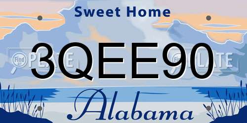 3QEE90 Alabama License Plate