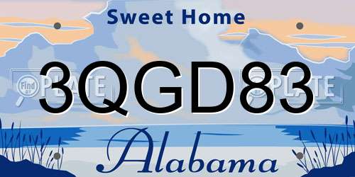 3QGD83 Alabama License Plate