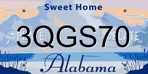 3QGS70 Alabama License Plate