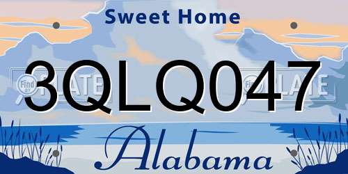 3QLQ047 Alabama License Plate