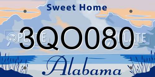 3QO080 Alabama License Plate