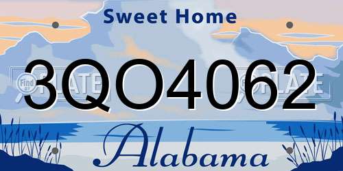 3QO4062 Alabama License Plate