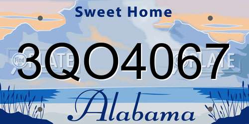 3QO4067 Alabama License Plate