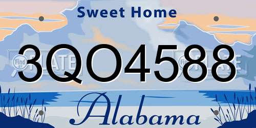3QO4588 Alabama License Plate