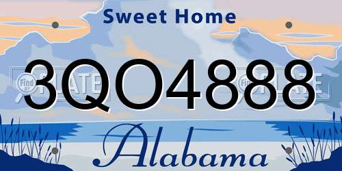 3QO4888 Alabama License Plate