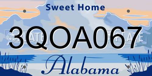 3QOA067 Alabama License Plate