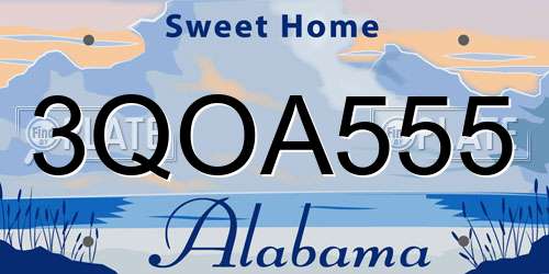 3QOA555 Alabama License Plate