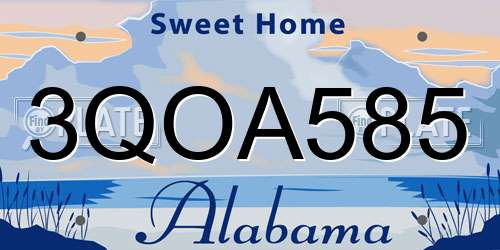 3QOA585 Alabama License Plate