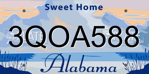 3QOA588 Alabama License Plate
