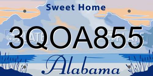 3QOA855 Alabama License Plate