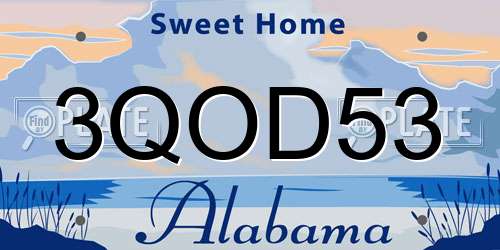3QOD53 Alabama License Plate