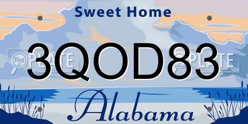 3QOD83 Alabama License Plate