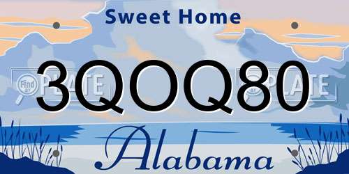3QOQ80 Alabama License Plate