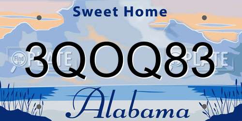 3QOQ83 Alabama License Plate