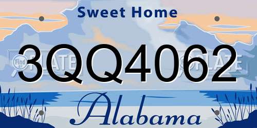 3QQ4062 Alabama License Plate