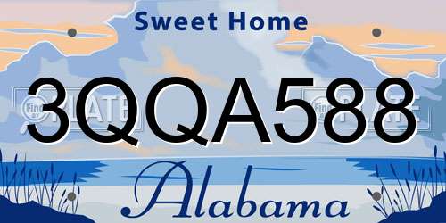 3QQA588 Alabama License Plate
