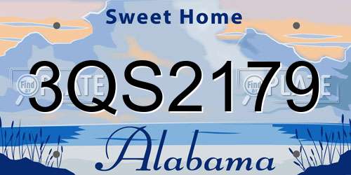 3QS2179 Alabama License Plate