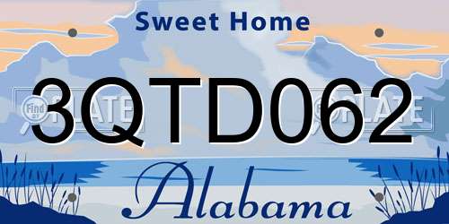 3QTD062 Alabama License Plate