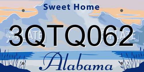 3QTQ062 Alabama License Plate