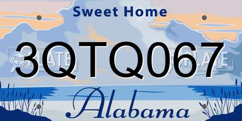 3QTQ067 Alabama License Plate