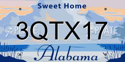 3QTX17 Alabama License Plate