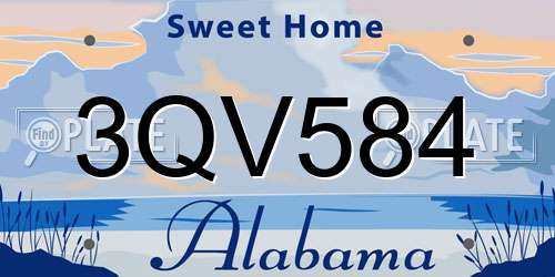 3QV584 Alabama License Plate