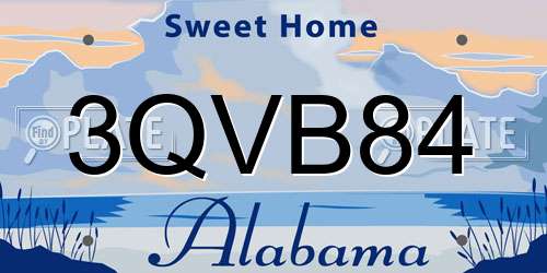 3QVB84 Alabama License Plate