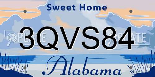 3QVS84 Alabama License Plate