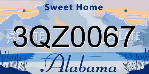 3QZ0067 Alabama License Plate