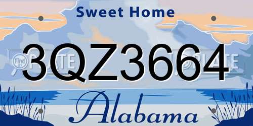3QZ3664 Alabama License Plate