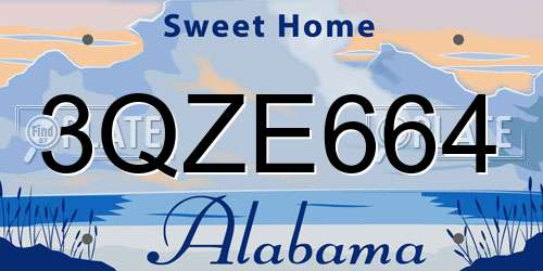 3QZE664 Alabama License Plate