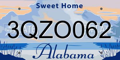 3QZO062 Alabama License Plate