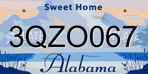 3QZO067 Alabama License Plate