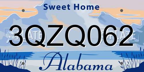 3QZQ062 Alabama License Plate