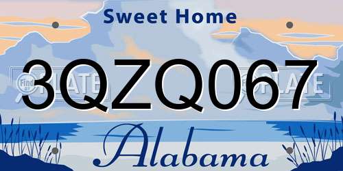 3QZQ067 Alabama License Plate