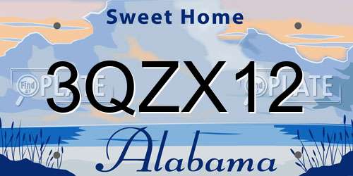 3QZX12 Alabama License Plate