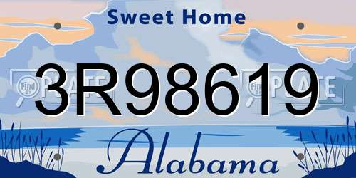3R98619 Alabama License Plate