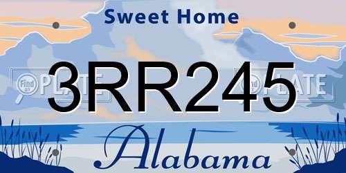 3RR245 Alabama License Plate