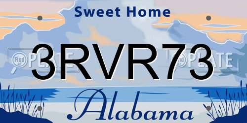 3RVR73 Alabama License Plate