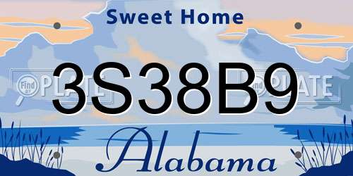 3S38B9 Alabama License Plate