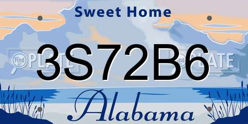 3S72B6 Alabama License Plate