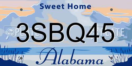3SBQ45 Alabama License Plate