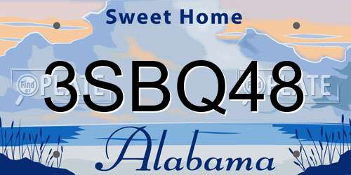 3SBQ48 Alabama License Plate
