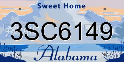 3SC6149 Alabama License Plate