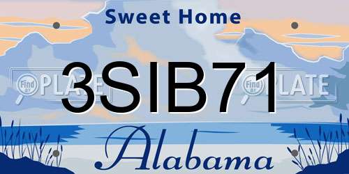 3SIB71 Alabama License Plate