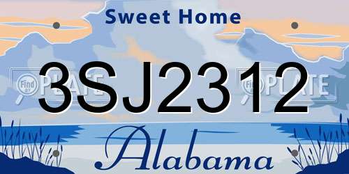3SJ2312 Alabama License Plate