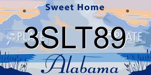 3SLT89 Alabama License Plate