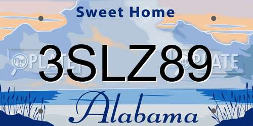 3SLZ89 Alabama License Plate