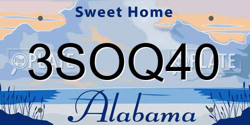 3SOQ40 Alabama License Plate