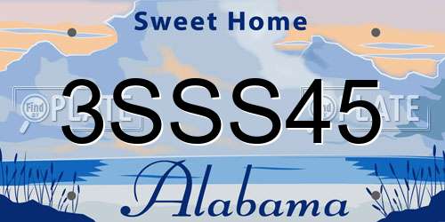3SSS45 Alabama License Plate
